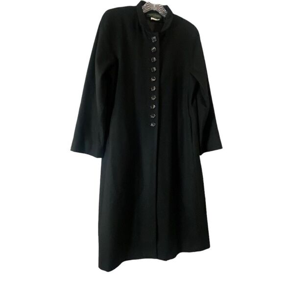 Vintage Harve Benard Wool Coat Benard Holtzman Black Military Size 6P - Picture 1 of 5